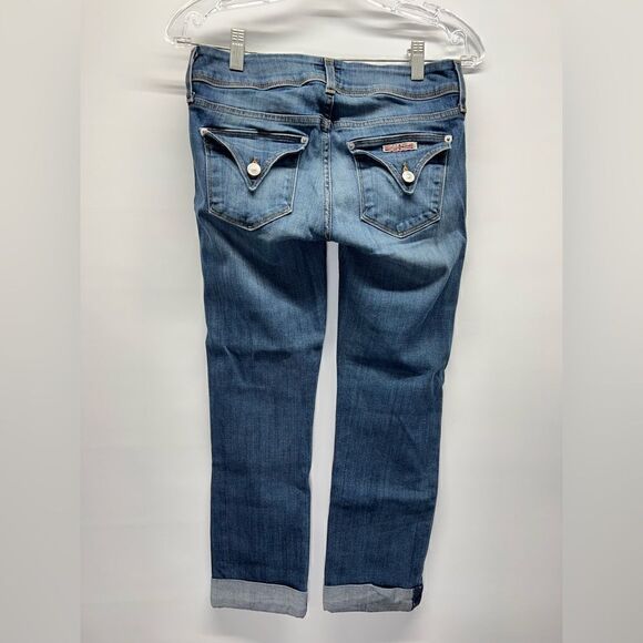 Hudson Womens Ginny Crop Straight w/ Cuff 24" Low Rise in Deco Blue 26 - Picture 6 of 8